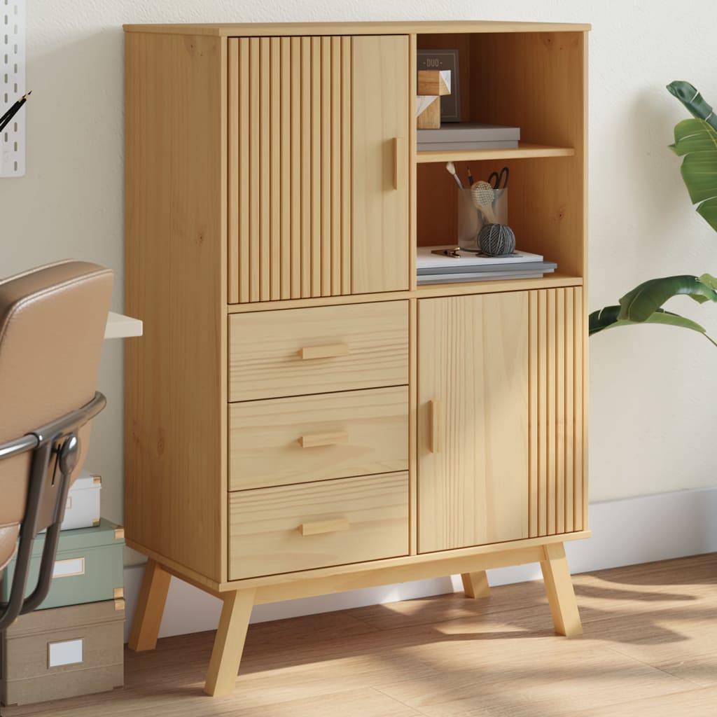 Hoge kast OLDEN 85x43x125 cm massief grenenhout bruin