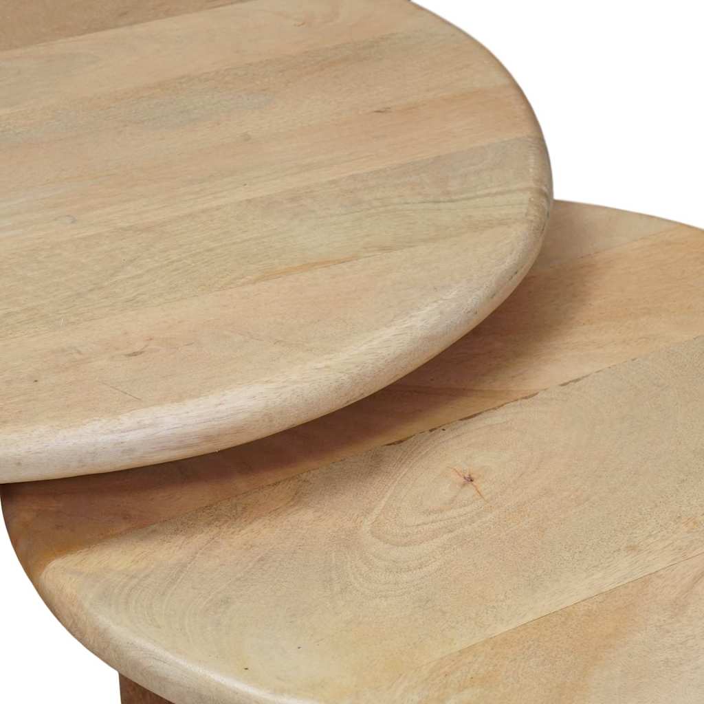 Nest Koffietafels 3 st Zwart Ø 54 x 40 cm Massief Mango Hout