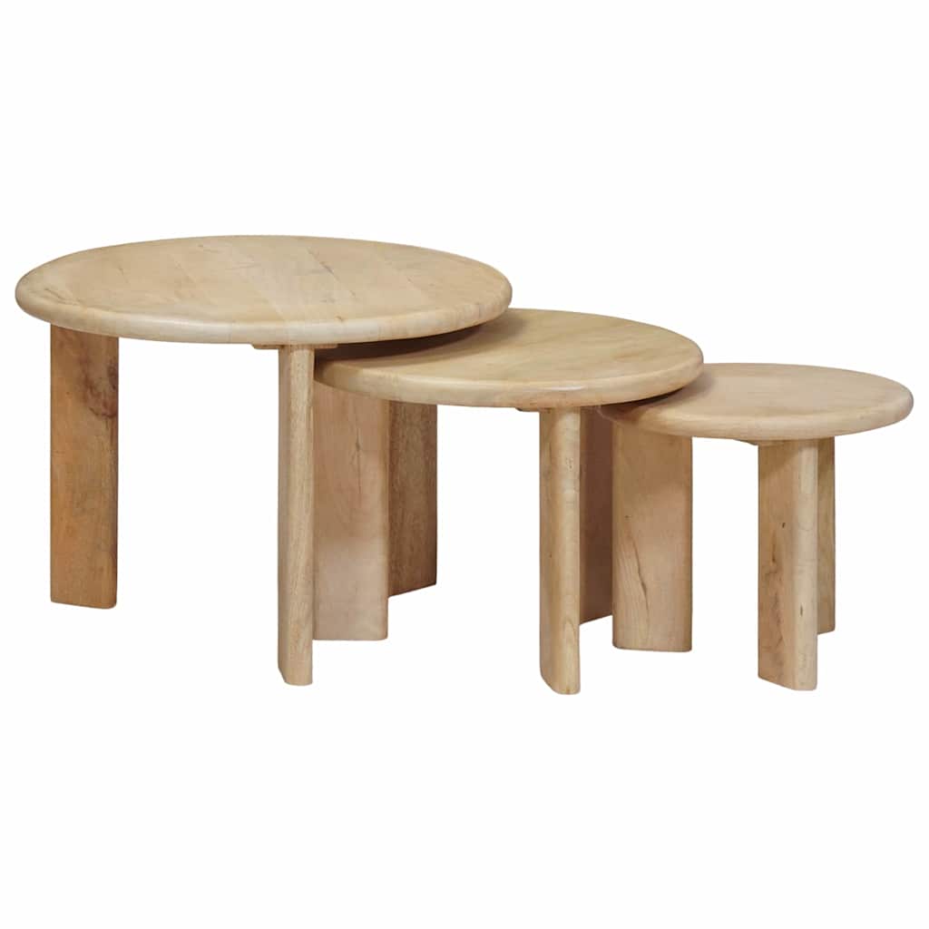 Nest Koffietafels 3 st Zwart Ø 54 x 40 cm Massief Mango Hout