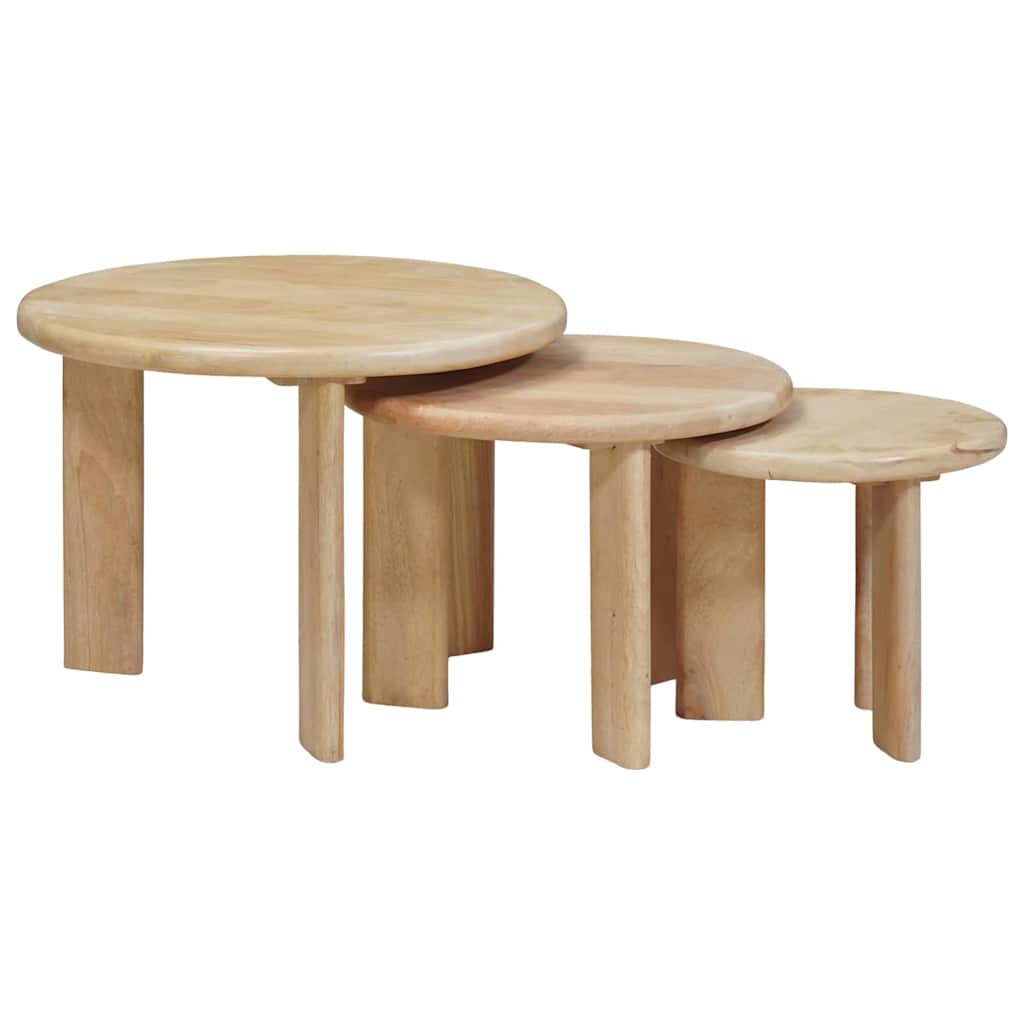 Nest Koffietafels 3 st Zwart Ø 54 x 40 cm Massief Mango Hout