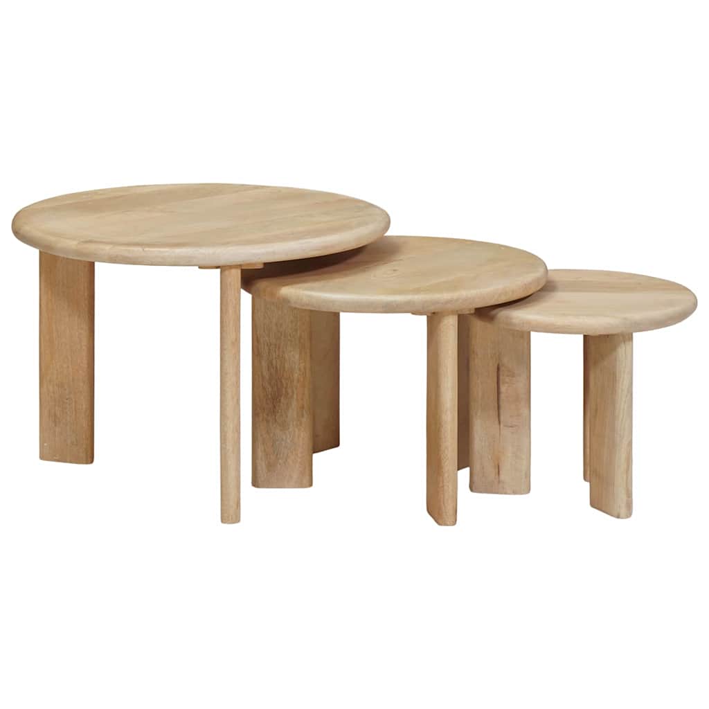 Nest Koffietafels 3 st Zwart Ø 54 x 40 cm Massief Mango Hout