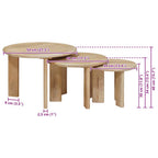 Nest Koffietafels 3 st Zwart Ø 54 x 40 cm Massief Mango Hout