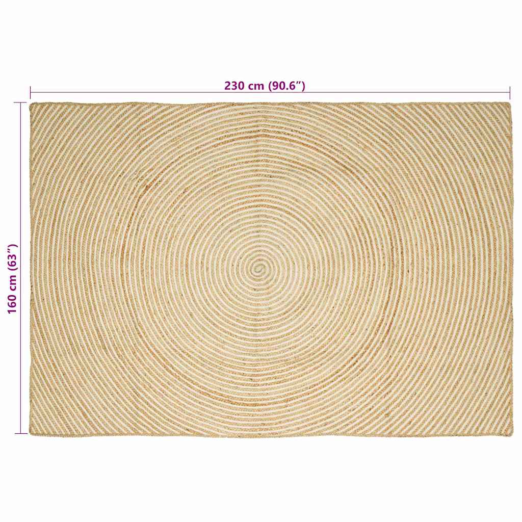 Gebied Tapijt Wit 160 x 230 cm Jute