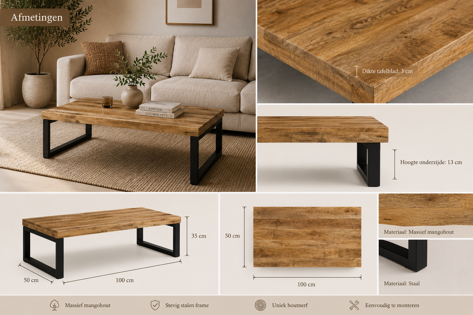 Luca Salontafel | Massief Mangohout