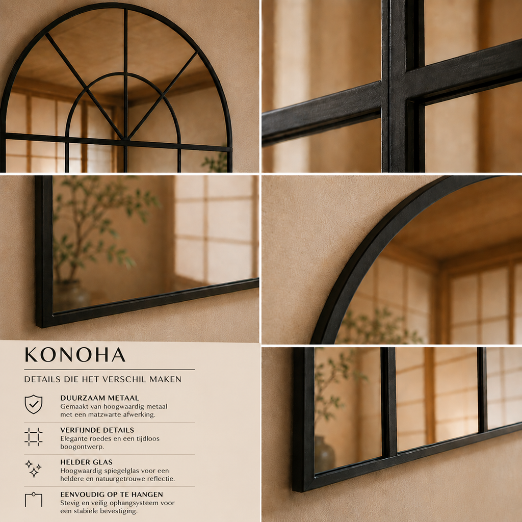 Konoha Spiegel | Zwart Boogontwerp