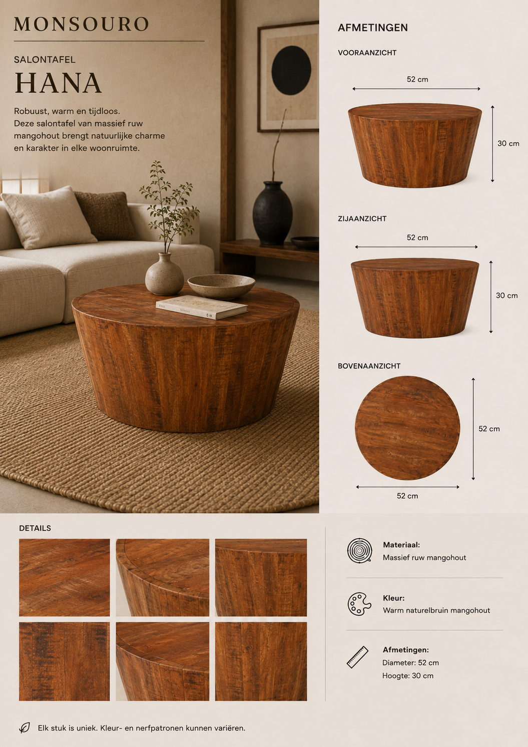 Hana Salontafel | Massief Mangohout