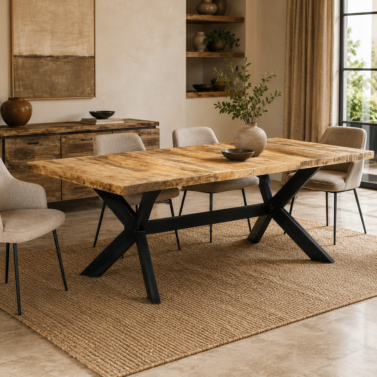 Kenzo Eettafel | Mangohout & Zwart Staal