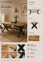 Kenzo Eettafel | Mangohout & Zwart Staal