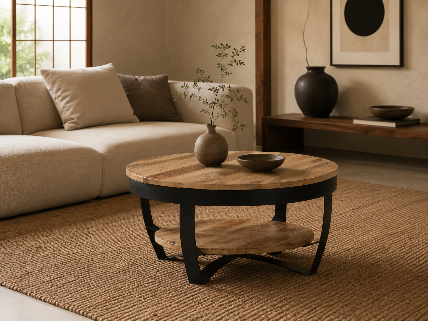 Nova Salontafel | Mangohout & Zwart Staal