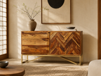 Kenji Dressoir | Acaciahout & Messingkleurig IJzer
