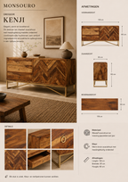 Kenji Dressoir | Acaciahout & Messingkleurig IJzer