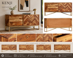 Kenji Dressoir | Acaciahout & Messingkleurig IJzer