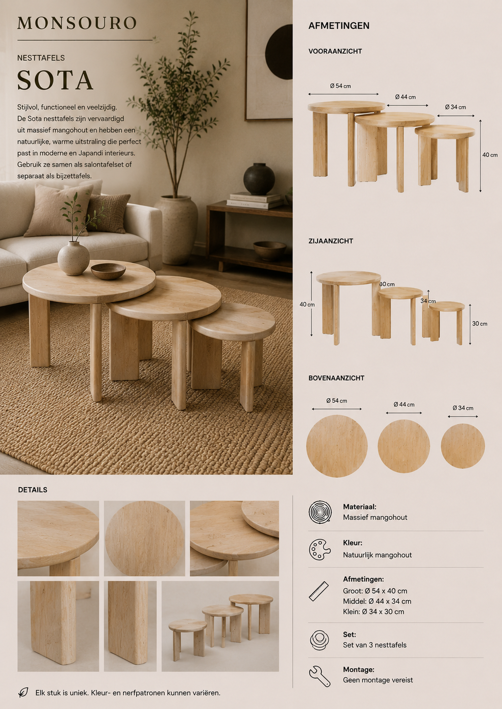 Sota Nesttafels | Massief Mangohout