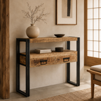 Hanzo Consoletafel | Massief Mangohout & Staal