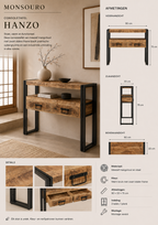 Hanzo Consoletafel | Massief Mangohout & Staal